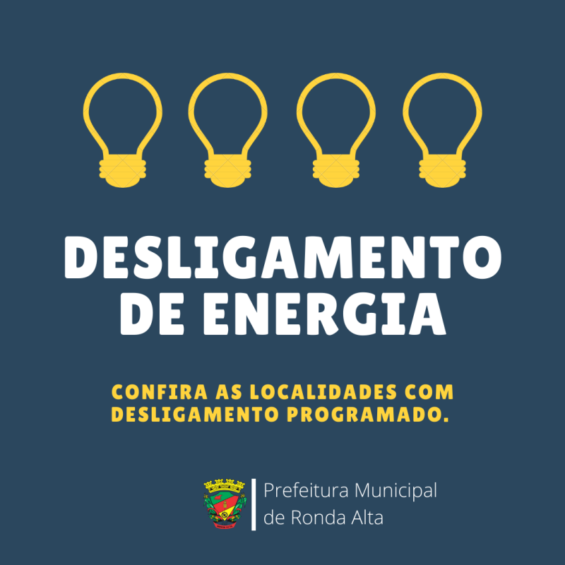 Desligamentos de energia programados para 03/08